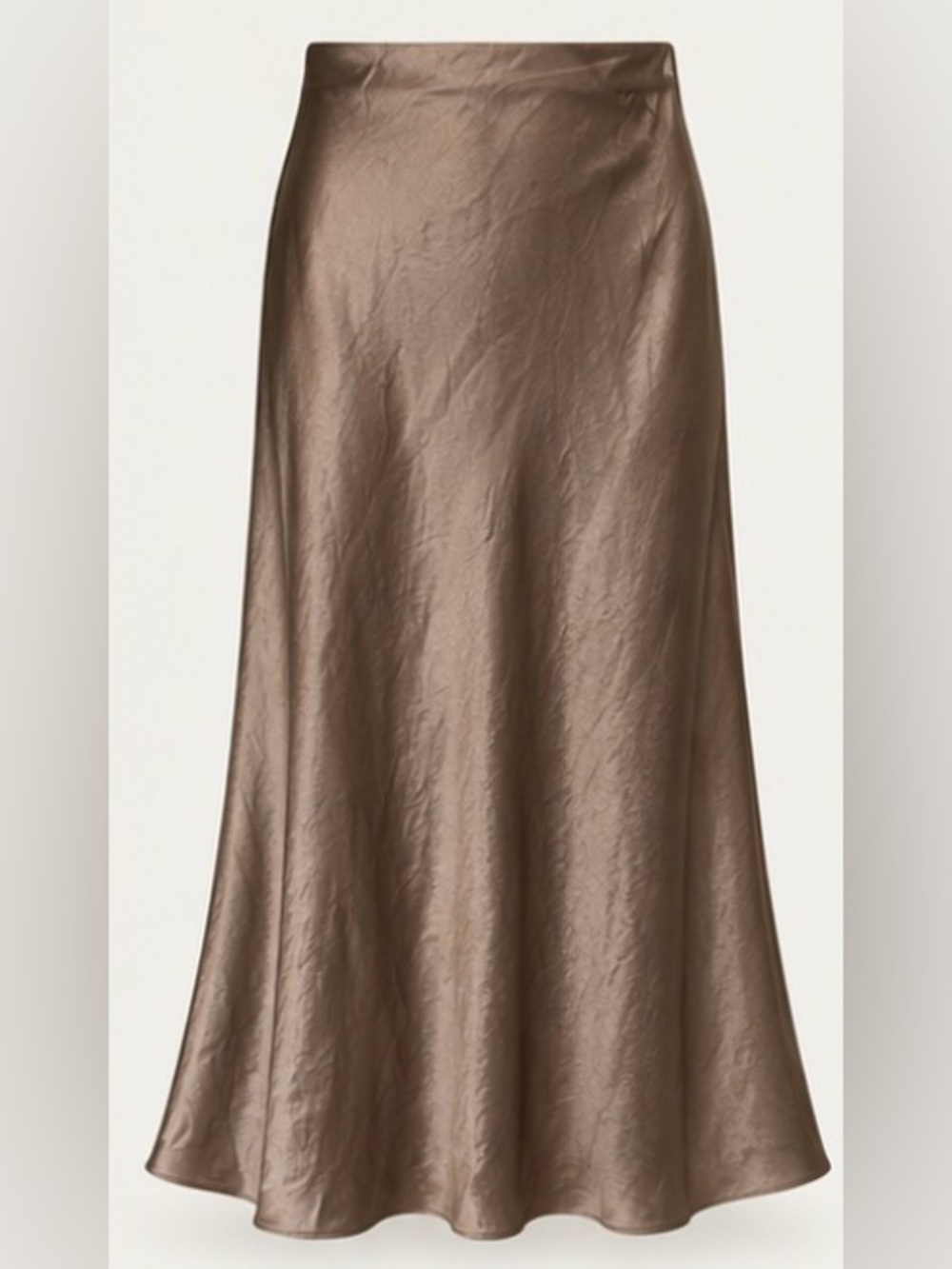 Aritzia Satin A-Line Skirt in Taupe Brown